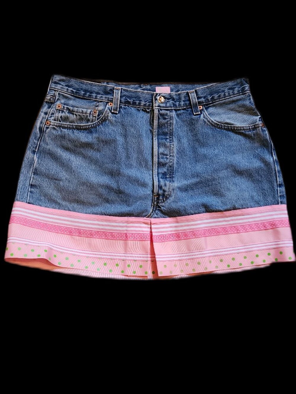 Levi's / Molly B Adorable, Sexy Custom-Crafted Denim Mini Skirt, size L/10